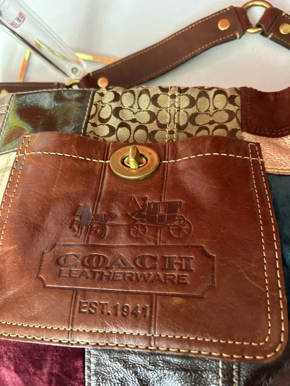 Coach Patchwork Shoulder Bag in Brown, Tan and Burgundy Accents - Picture 4 of 10